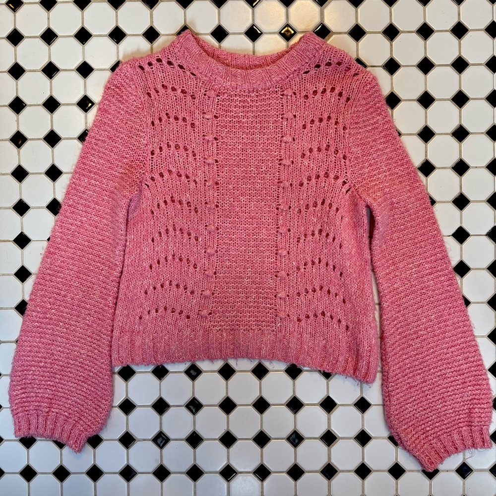 MISS SELFRIDGE : Pink Knit Bell-Sleeved Sweater